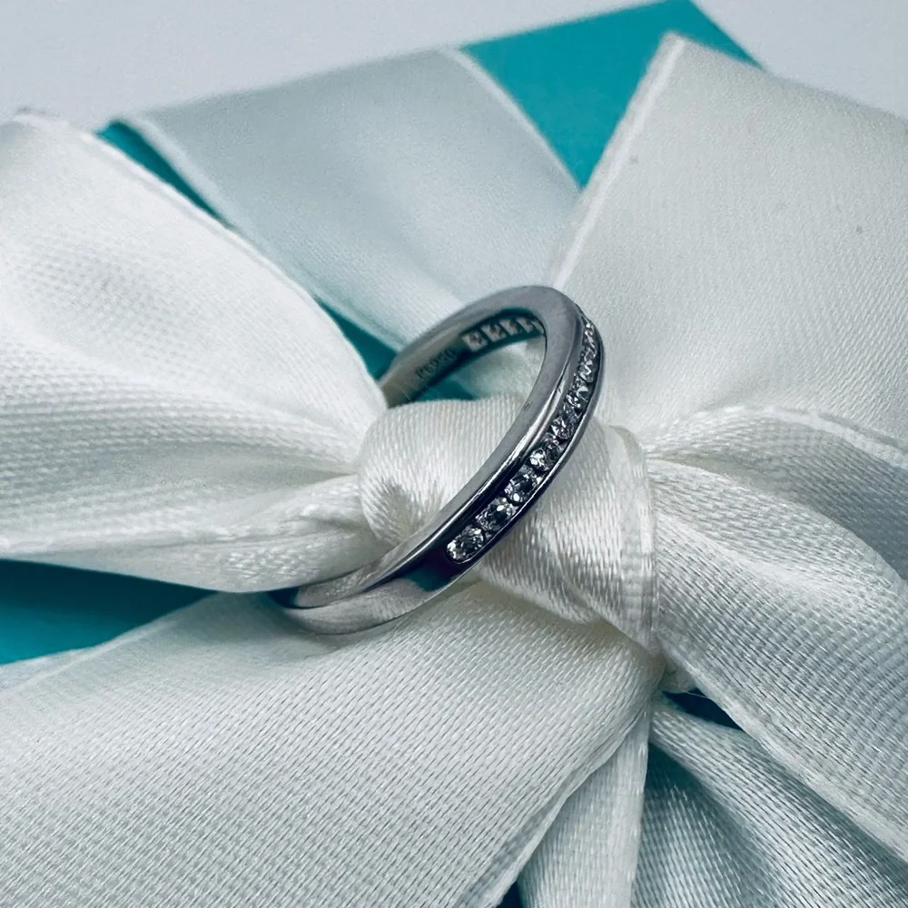 Tiffany & Co. Wedding Band with a Half-Circle of Diamonds .20 TCW w Packaging